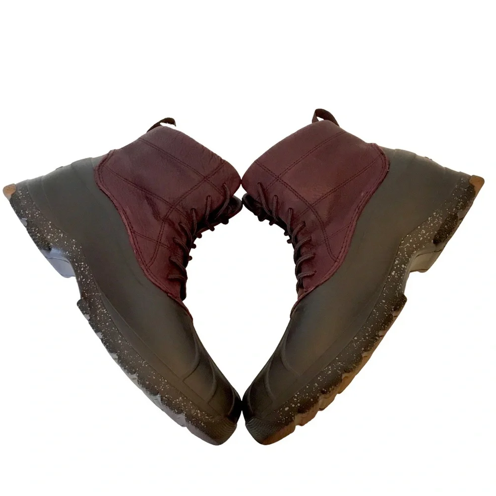 🆕 Sperry Duck Boot Sz 12 Float Lined Leather Waterproof Lace-up Brown/Burgundy
